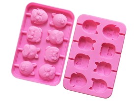 Molde silicona 8 chupetines perritos 